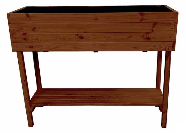 ATMOWOOD Lesena dvignjena gredica s polico 120 cm - tikovina
