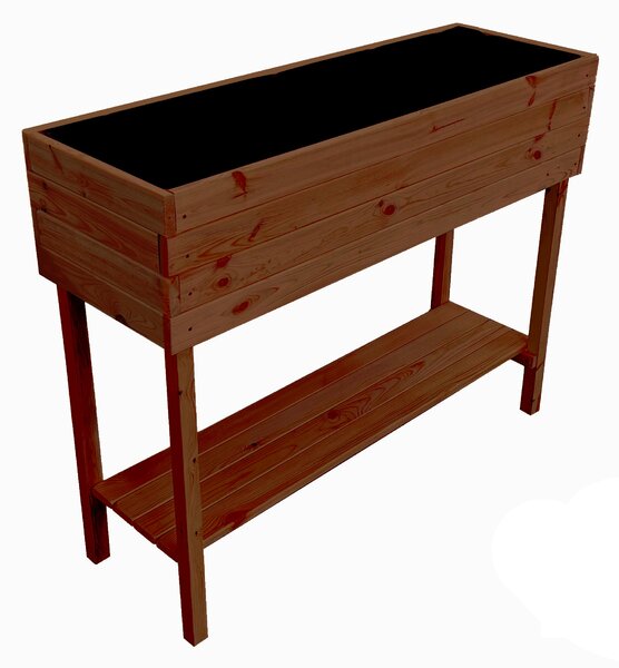 ATMOWOOD Lesena dvignjena gredica s polico 120 cm - tikovina