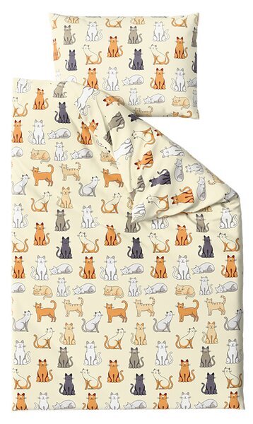 Polibombažna posteljnina COLORED CATS POLY kremna Dimenzije posteljnine: 70 x 90 cm | 140 x 200 cm