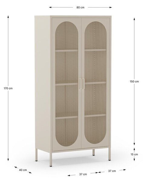Kremno bela kovinska omara 80x170x40 cm Diora – Marckeric