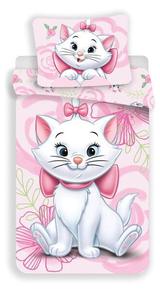 Rožnata enojna bombažna otroška posteljnina 140x200 cm Marie Cat "Pink" – Jerry Fabrics