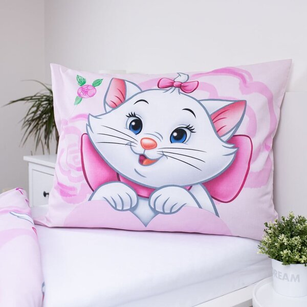Rožnata enojna bombažna otroška posteljnina 140x200 cm Marie Cat "Pink" – Jerry Fabrics