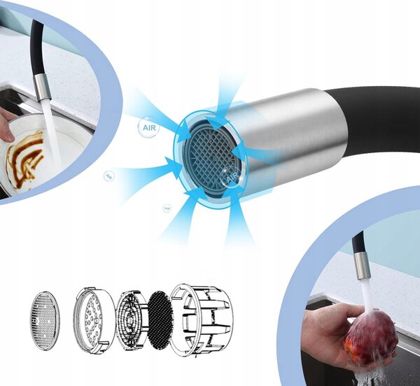 FLEX enoročna stenska kuhinjska armatura z gibljivo cevjo inox