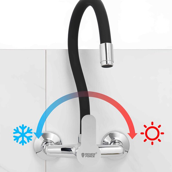 FLEX enoročna stenska kuhinjska armatura z gibljivo cevjo inox
