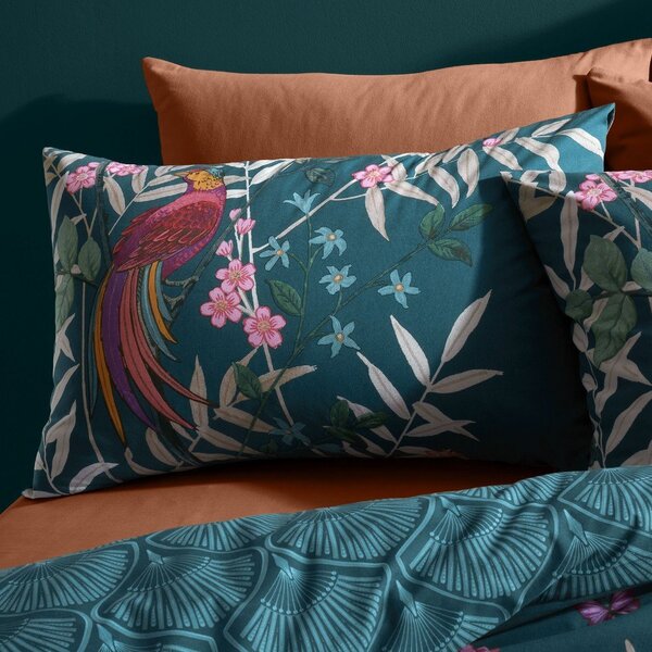 Zelena posteljnina za zakonsko posteljo 200x200 cm Tropical Floral Birds - Catherine Lansfield