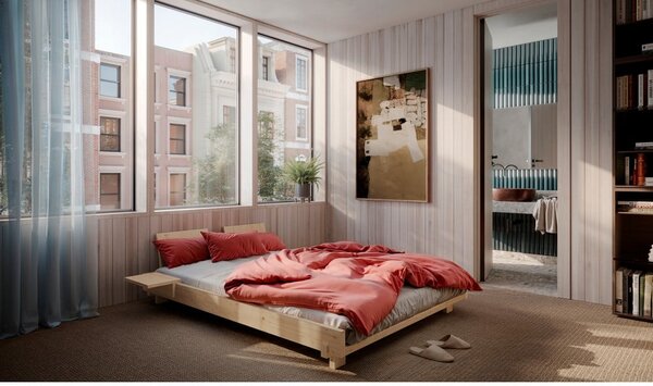 Rjava zakonska postelja iz masivnega bora z letvenim dnom 180x200 cm Social – Karup Design