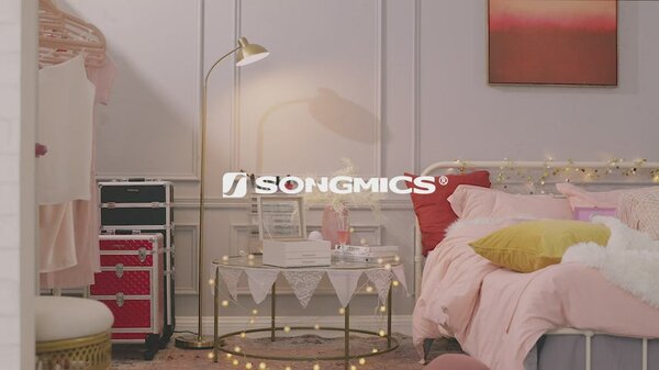 Omarica za nakit Songmics LED osvetlitev z ogledalom, 5 policami in 2 majhnima predaloma, na ključavnico | SONGMICS