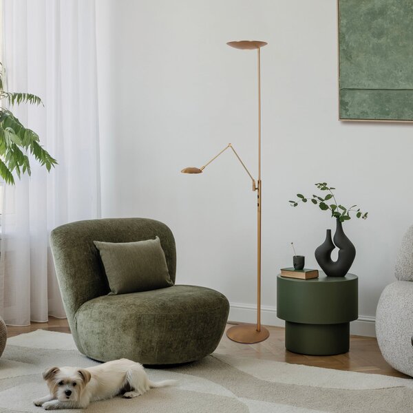 Steinhauer LED-stropna svetilka Daphne 2 + za branje, bronasta, CCT, daljinsko upravljanje, zatemnjen, Bronasta / starinska medenina, Dnevna soba / jedilnica, Kovina, Sodobni, Svetilka za branje