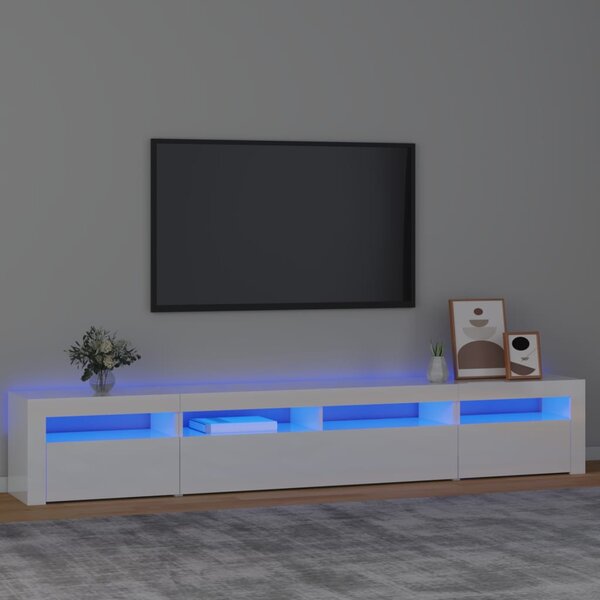 VidaXL TV omarica z LED lučkami visok sijaj bela 240x35x40 cm