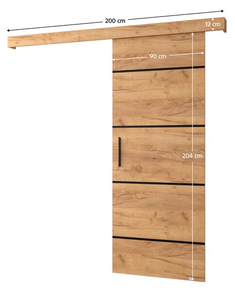 KONDELA Drsna vrata, hrast craft zlata/ hrast craft zlata/črna, SALDOR 90 4