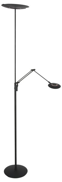 Steinhauer LED-stoječa svetilka Zenith 2, črna, za branje, daljinski upravljalnik, zatemnjen, Črna, Dnevna soba / jedilnica, Kovina, Sodobni, Svetilka za branje