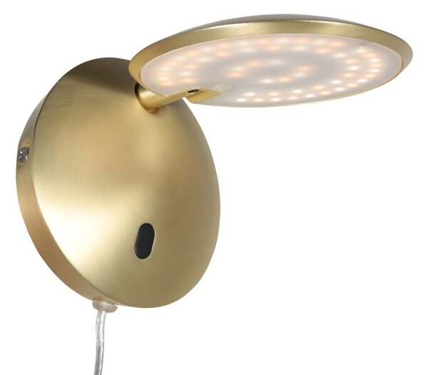 Steinhauer LED-stenna svetilka Zenith 2, v barvi medenine, CCT, kovina, vtič, zatemnjen, Zlata / medeninasta, Dnevna soba / jedilnica, Kovina, Sodobni, Okrogla stena