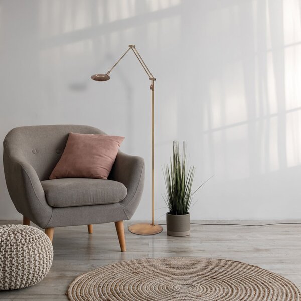 Steinhauer LED-stoječa svetilka Zenith2 z eno svetilko, bronasta, CCT, daljinski, zatemnjen, Bronasta / starinska medenina, Dnevna soba / jedilnica, Kovina, Sodobni