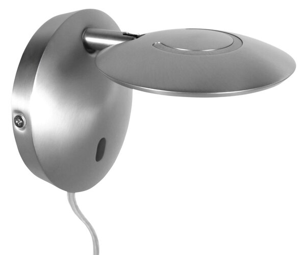 Steinhauer LED-stenna svetilka Zenith 2, v barvi jekla, CCT, kovina, vtič, zatemnjen, Kovinska, Dnevna soba / jedilnica, Kovina, Sodobni, Okrogla stena