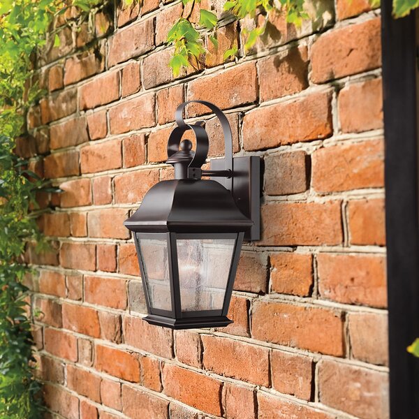 KICHLER Zunanja stenska svetilka Mount Vernon, starinsko bronasta, višina 32 cm,, zatemnjen, Bronasta / starinska medenina, Aluminij, Svetilka