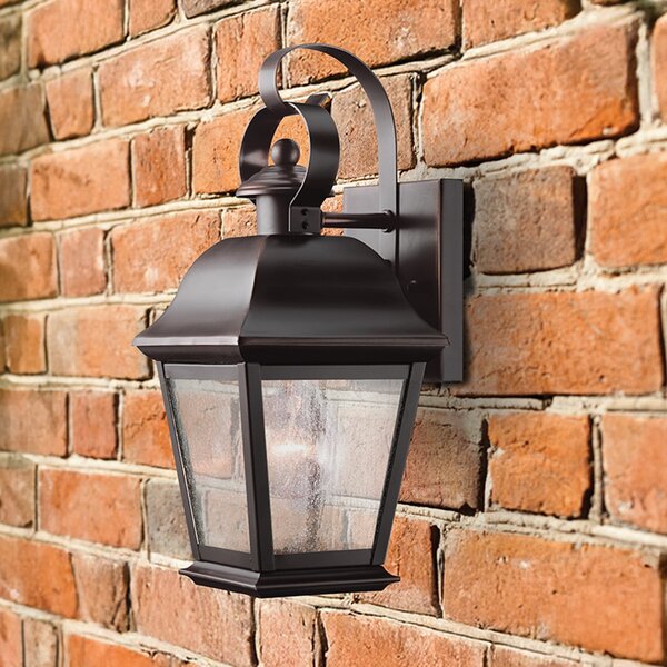 KICHLER Zunanja stenska svetilka Mount Vernon, starinsko bronasta, višina 32 cm,, zatemnjen, Bronasta / starinska medenina, Aluminij, Svetilka