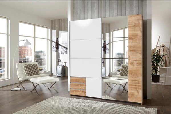 Modern Living Omara Z Drsnimi Vrati Emden, Bela, Barva Hrasta