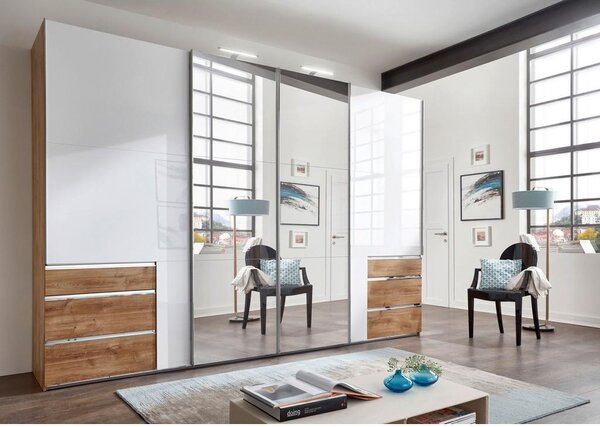 Modern Living Omara Z Drsnimi Vrati Level 36 D, Bela, Barva Hrasta