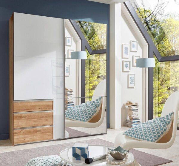 Modern Living Omara Z Drsnimi Vrati Level 36 D, Bela, Barva Hrasta