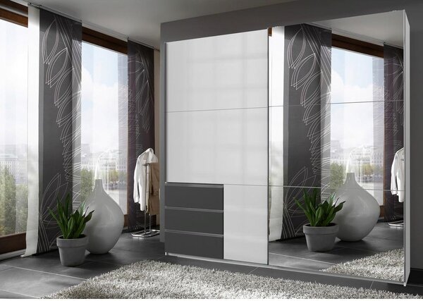 Modern Living Omara Z Drsnimi Vrati Level 36 D, Bela, Barva Grafita