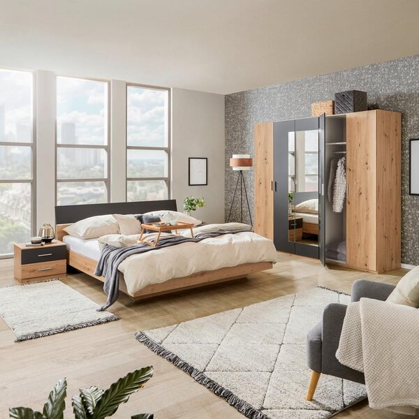 Modern Living Spalnica Katrin, Barva Hrasta, Barva Grafita, 4-Delna