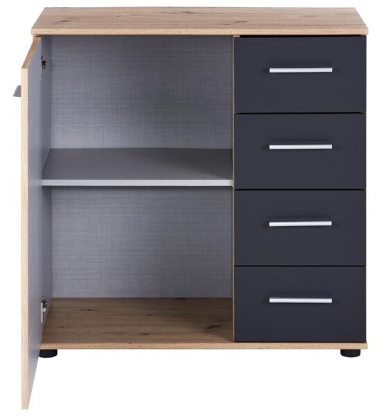 Modern Living Komoda Katrin, Barva Hrasta, Barva Grafita