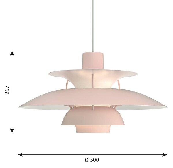 Louis Poulsen PH 5 viseča svetilka enobarvna rosé