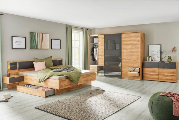 Modern Living Omara Z Drsnimi Vrati Valencia, Barva Hrasta, Siva
