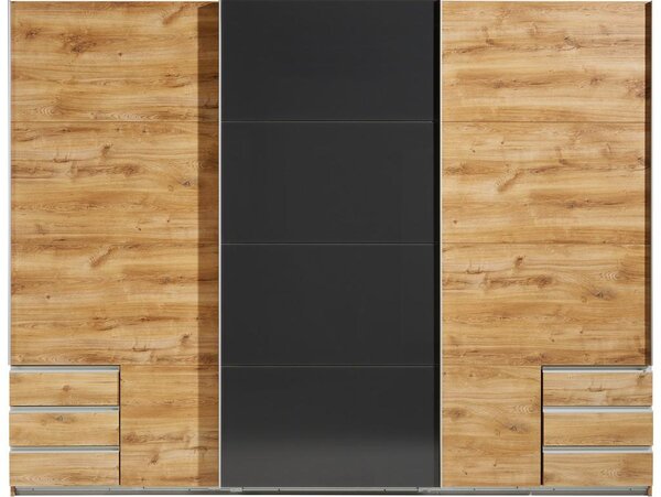 Modern Living Omara Z Drsnimi Vrati Valencia, Barva Hrasta, Siva
