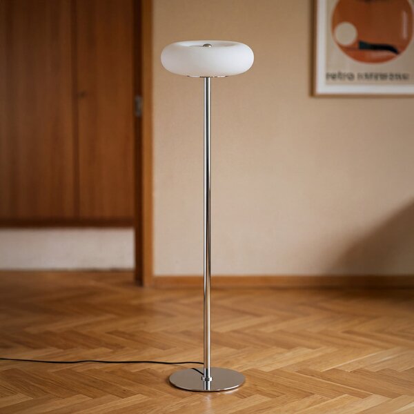 OSRAM LED-stoječa svetilka Decor Lunea, bela/krom, 146 cm, CCT z možnostjo, zatemnjen, Bela, Dnevna soba / jedilnica, Steklo, Sodobni