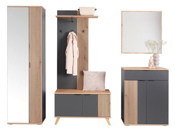 Mömax Garderobni Panel Clever, Barva Hrast, Antracit