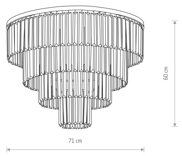 Stropna svetilka Cristal, prozorna/srebrna, Ø 71 cm