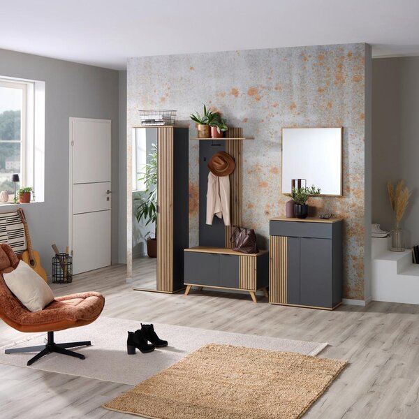 Mömax Garderobni Panel Clever, Barva Hrast, Antracit