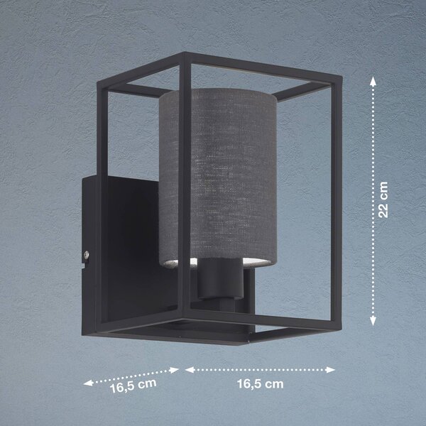 Stenska svetilka Gilli s sivim senčnikom iz tkanine