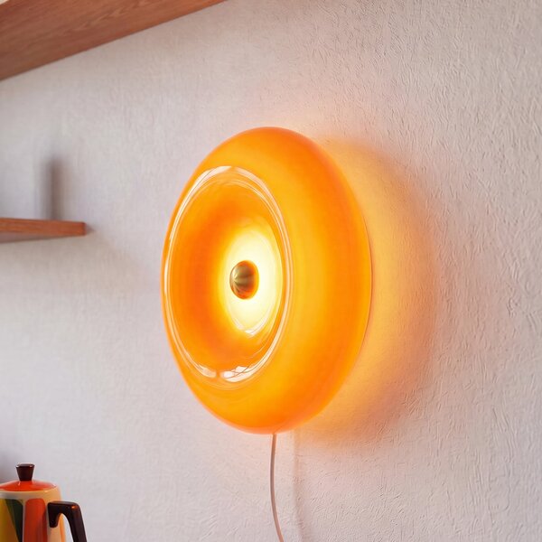 OSRAM LED-stenna svetilka Decor Lunea, oranžna, Ø 30 cm, steklo, CCT, z, zatemnjen, Oranžna, Dnevna soba / jedilnica, Steklo, Sodobni
