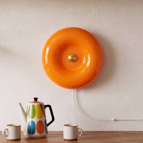 OSRAM LED-stenna svetilka Decor Lunea, oranžna, Ø 30 cm, steklo, CCT, z, zatemnjen, Oranžna, Dnevna soba / jedilnica, Steklo, Sodobni