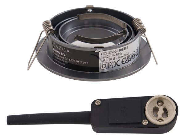 Komplet 6 modernih vgradnih reflektorjev Gunmetal GU10 50 mm okrogli nagibni - Rondoo