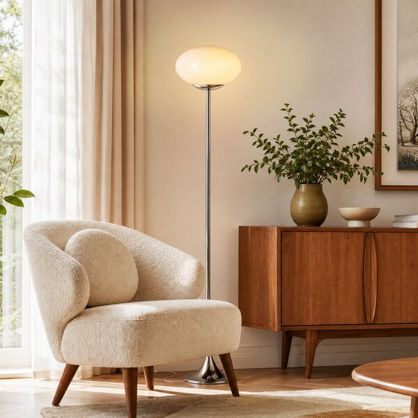 OSRAM stoječa svetilka Decor Forma, roza/krom, višina 149 cm, steklo, zatemnjen, Roza / rosé, Dnevna soba / jedilnica, Kovina, Sodobni