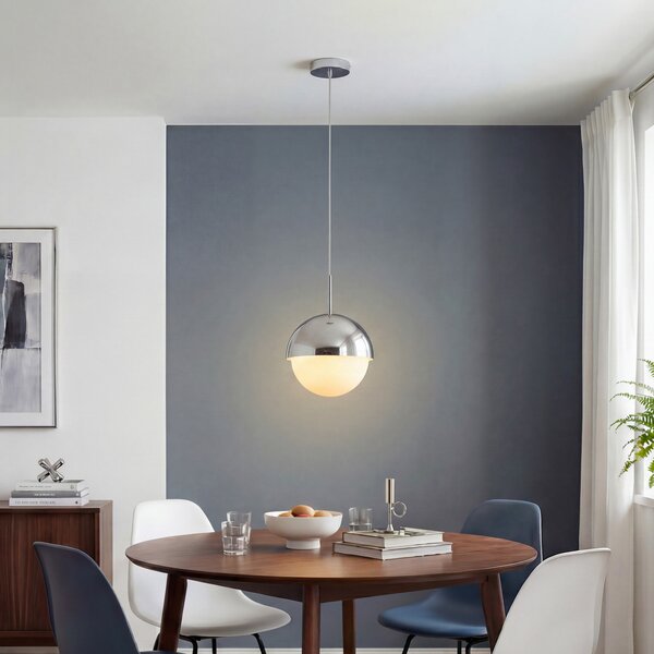OSRAM viseča svetilka Decor Dome, kromirana, Ø 22 cm, kovina, zatemnjen, Krom, Dnevna soba / jedilnica, Kovina, Sodobni