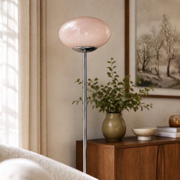 OSRAM stoječa svetilka Decor Forma, roza/krom, višina 149 cm, steklo, zatemnjen, Roza / rosé, Dnevna soba / jedilnica, Kovina, Sodobni