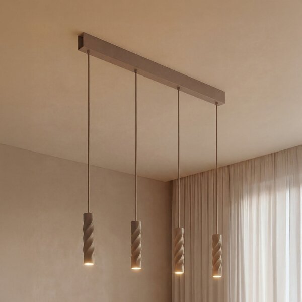 OSRAM viseča svetilka Decor Twirl, bež, dolžina 86 cm, s 4 žarnicami, zatemnjen, Bež, Dnevna soba / jedilnica, Kovina, Sodobni