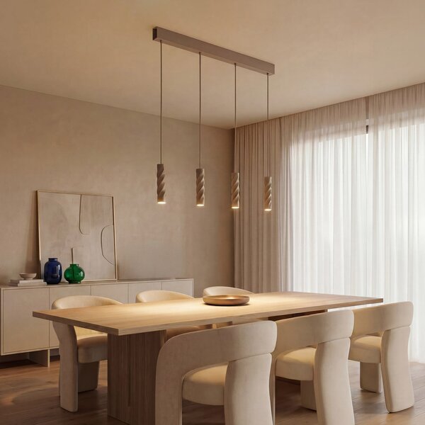 OSRAM viseča svetilka Decor Twirl, bež, dolžina 86 cm, s 4 žarnicami, zatemnjen, Bež, Dnevna soba / jedilnica, Kovina, Sodobni