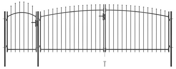 VidaXL Vrtna ograjna vrata s koničastimi vrhovi 5x2 m črna