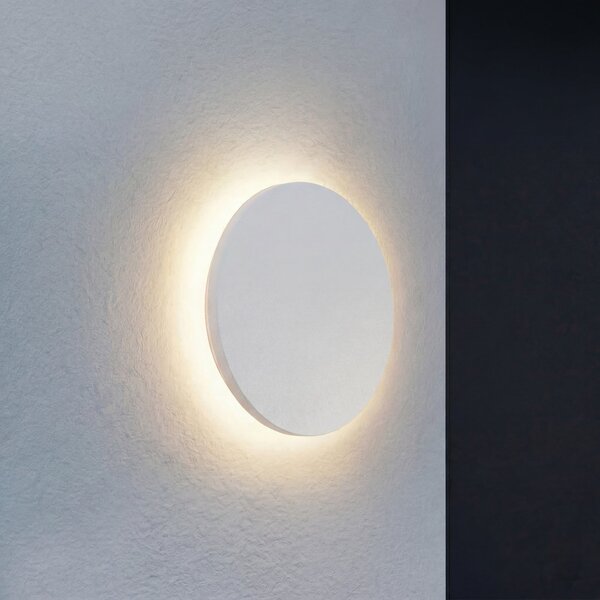 Lindby LED-stenna svetilka za zunanjo uporabo Selinel, bela, Ø 23 cm, hišna, Bela, Kovina, Sodobni