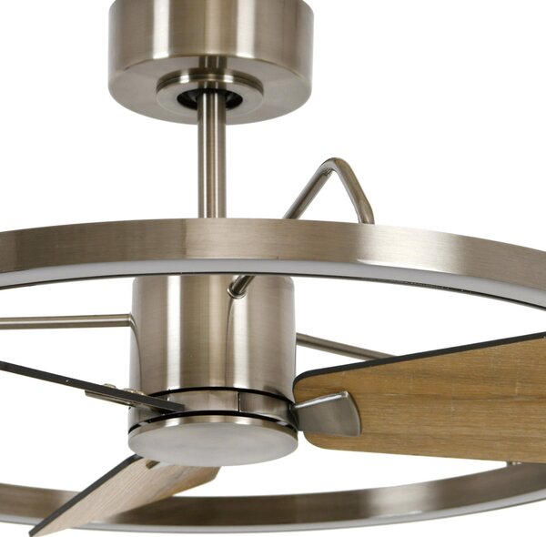 Beacon Lighting LED stropni ventilator Cessna, nikelj/hrast, DC, tih, zatemnjen, Kovinska, Dnevna soba / jedilnica, Kovina