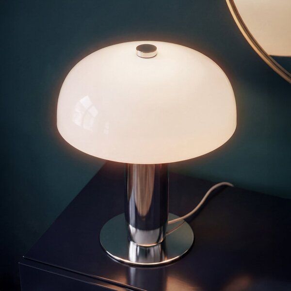 OSRAM namizna svetilka Decor Arc, krom/bela, višina 45 cm, E14, zatemnjen, Krom, Dnevna soba / jedilnica, Kovina, Sodobni