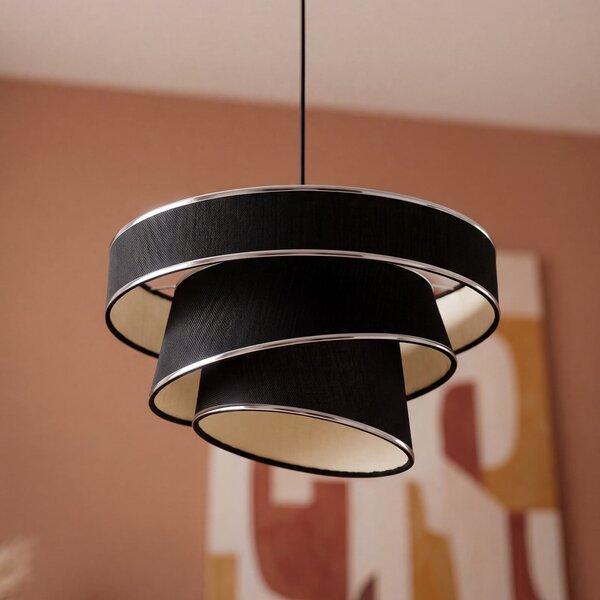 OSRAM viseča svetilka Decor Glittey, temno siva, Ø 40 cm, tekstil, zatemnjen, Siva, Dnevna soba / jedilnica, Tkanine / tekstil, Sodobni