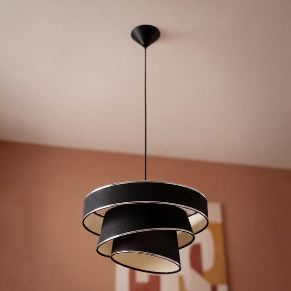 OSRAM viseča svetilka Decor Glittey, temno siva, Ø 40 cm, tekstil, zatemnjen, Siva, Dnevna soba / jedilnica, Tkanine / tekstil, Sodobni