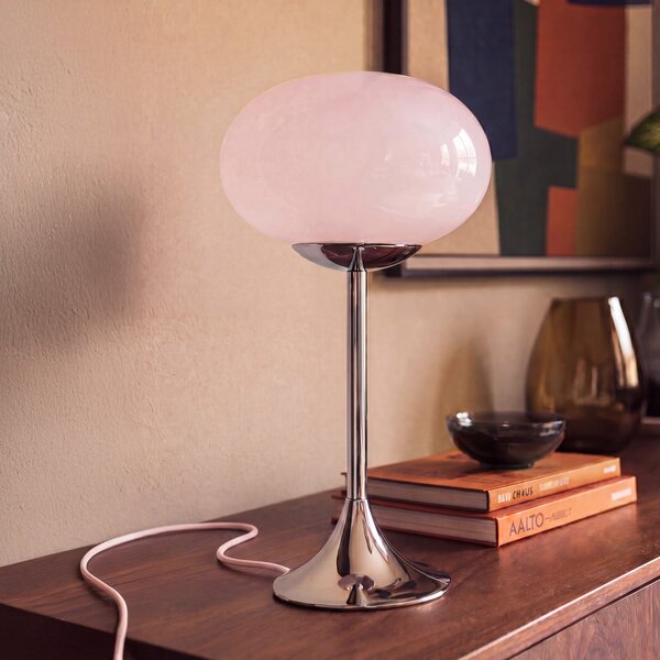 OSRAM namizna svetilka Decor Forma, roza/krom, višina 44 cm, steklo, zatemnjen, Roza / rosé, Dnevna soba / jedilnica, Kovina, Sodobni