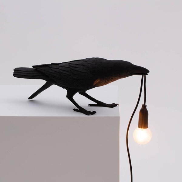 SELETTI Bird Lamp igrivostna namizna svetilka LED, črna